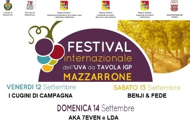 Mazzarrone: al via il XVII Festival Internazionale Uva da Tavola IGP, nei giorni 12, 13 e 14 settembre